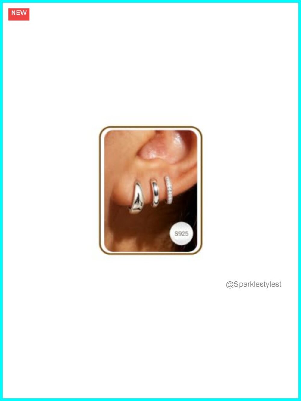 925 Sterling Silver 14K Gold Plated Huggie Hoop Earrings Set 3 Pairs